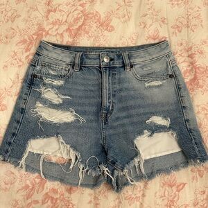 American Eagle Outfitters Blue Distressed Jean Shorts
